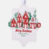 Custom Real Estate Company Merry Christmas Houses Ornament Karte (Linke Ecke)
