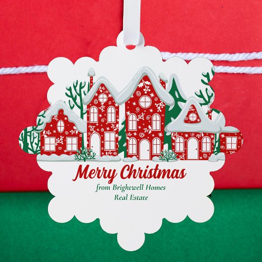 Custom Real Estate Company Merry Christmas Houses Ornament Karte