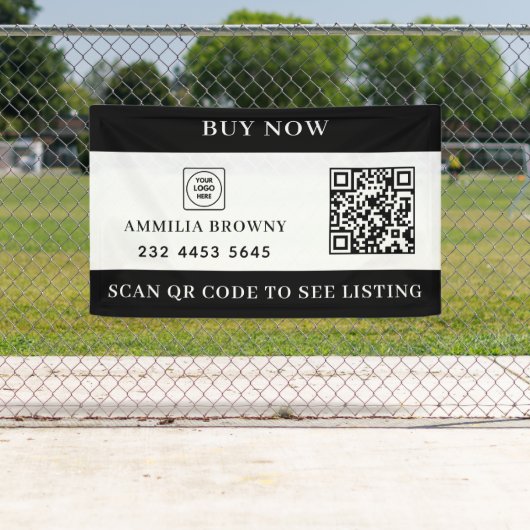 Custom Real Estate QR | For Sale Black White Banner (Insitu)