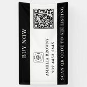 Custom Real Estate QR | For Sale Black White Banner (Vertikal)