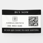 Custom Real Estate QR | For Sale Black White Banner (Horizontal)