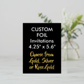 Custom Real Foil Einladungen GOLD 4,25" x 5,6" (Stehend vorne)