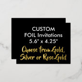 Custom Real Foil Einladungen GOLD 5.6" x 4.25" (Vorderseite/Rückseite)