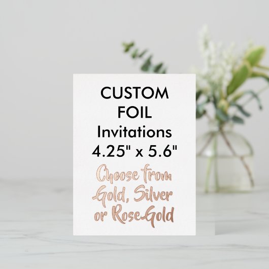 Custom Real Foil Einladungen ROSE GOLD 4.25"x5.6" (Stehend vorne)