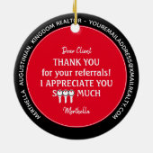 Custom Realtor Client Vielen Dank Weihnachtsmetall Keramik Ornament (Hinten)