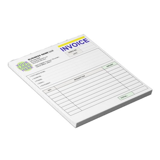 Custom Receipt Books | Logo, Sales Order Form Notizblock (angewinkelt)