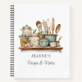 Custom Recipes Pots Pans Cooking Utensils Labels Notizblock (Vorderseite)