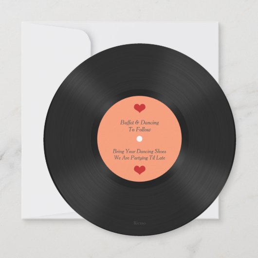 Custom Record Album Novelty Wedding Einladung (Rückseite)