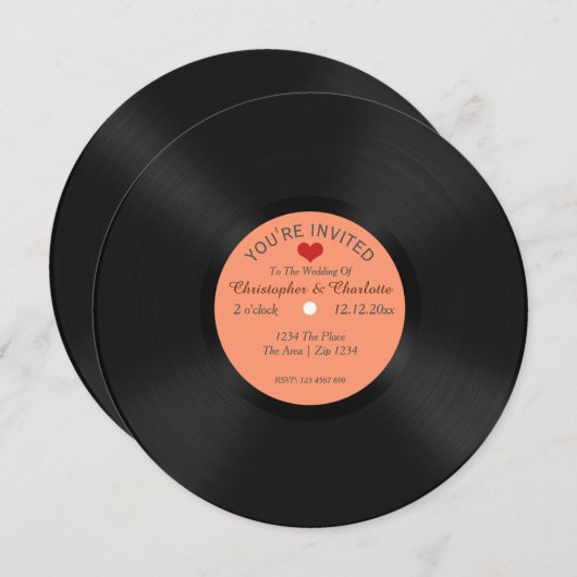 Custom Record Album Novelty Wedding Einladung (Vorne/Hinten)