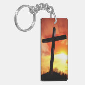 Custom Rectangle Oster Cross Schlüsselanhänger (Vorderseite links)