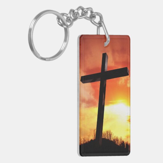 Custom Rectangle Oster Cross Schlüsselanhänger (Vorderseite links)