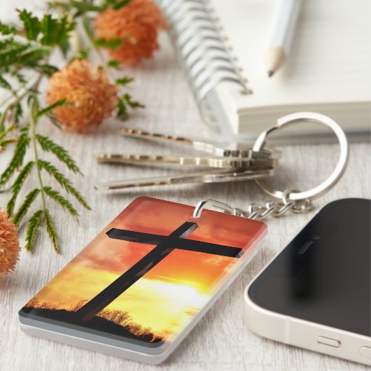 Custom Rectangle Oster Cross Schlüsselanhänger (Vorderseite rechts)