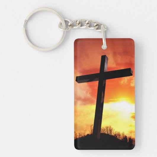 Custom Rectangle Oster Cross Schlüsselanhänger (Vorderseite)
