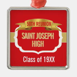 Custom Red 50th Class Reunion  Ornament Aus Metall