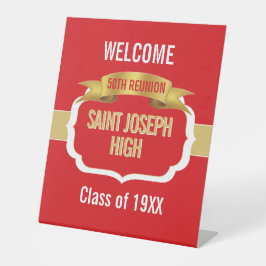 Custom Red 50th Class Reunion  Sockelschild