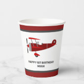Custom Red Airplane Birthday Paper Cups Pappbecher (Vorderseite)