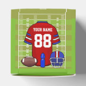 Custom Red and Blue Football Jersey auf Field Geschenkschachtel (Oben)