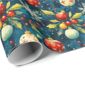 Custom Red and Gold Baubles Weihnachten Geschenkpapier (Rolleneckpunkt)