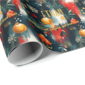 Custom Red and Gold Ornaments Weihnachten Geschenkpapier (Rolleneckpunkt)