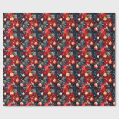 Custom Red and Gold Weihnachtsschmuck Wrap Geschenkpapier (Flach)