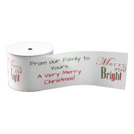Custom Red and Green MERRY AND BRIGHT Christmas Ripsband