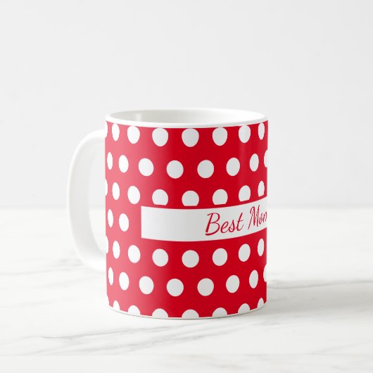 Custom Red and White Polka Dot Tasse (Vorderseite Links)