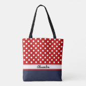 Custom Red and White Polka Dots mit Marine Base Tasche (Rückseite)