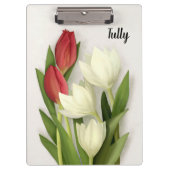 Custom Red and White Tulips Floral Klemmbrett (Vorderseite)