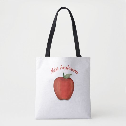 Custom Red Apple Minimalistisch Personalisiert Tea Tasche (Vorderseite)