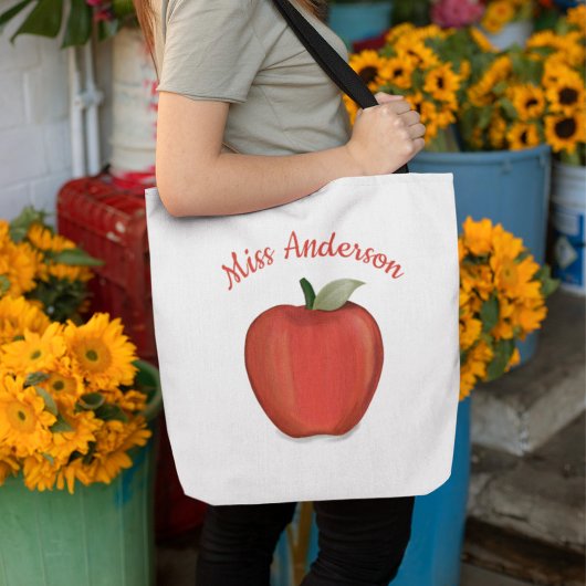 Custom Red Apple Minimalistisch Personalisiert Tea Tasche