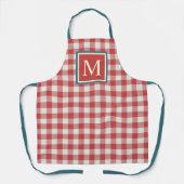 Custom Red Aquamarin Blue Ivory Gingham Pattern Schürze (Vorderseite)