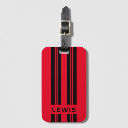 Custom Red Auto Racing Stripes Personalisiert Car Gepäckanhänger (Vorderseite Vertikal)