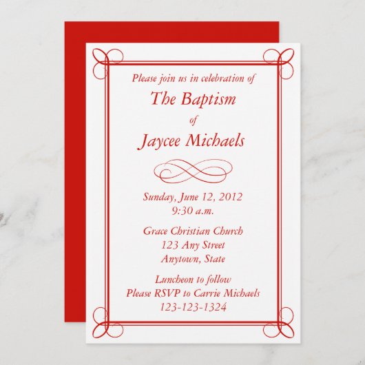 Custom Red Baptisse Invasion oder anderes Ereignis Einladung (Vorne/Hinten)