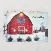 Custom Red Barn Winter Wedding Einladung (Vorne/Hinten)