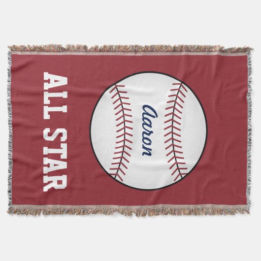 Custom Red Baseball Kids Throw Blanket Geschenk Decke (Vorderseite)