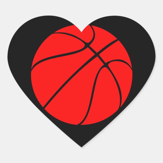 Custom Red Basketball Heart Scrapbook Stickers (Vorderseite)