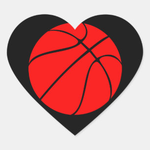 Custom Red Basketball Heart Scrapbook Stickers