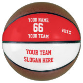 Custom Red Basketball with Name, Number, Team (Vorderseite)