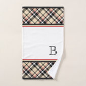 Custom Red Beige Schwarz-weiß Tartan Kariertes Mus Badhandtuch Set (Handtuch)