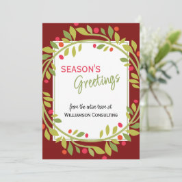 Custom Red Berries Green Holly Botanical Foliage Feiertagskarte