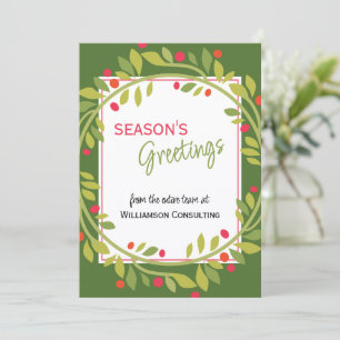 Custom Red Berries Green Holly Botanical Foliage Feiertagskarte