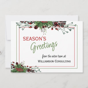 Custom Red Berries Green Holly Botanical Foliage Feiertagskarte