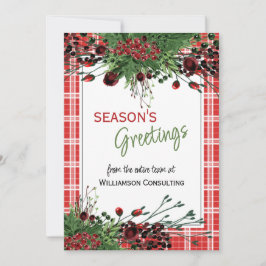 Custom Red Berries Green Holly Botanical Foliage Feiertagskarte