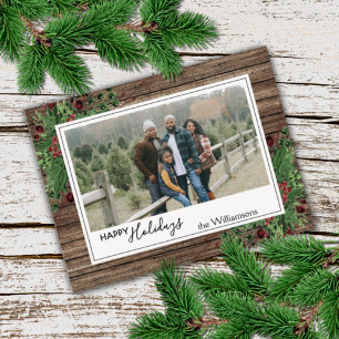 Custom Red Berries Green Holly Botanical Foliage Postkarte