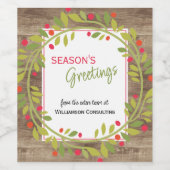Custom Red Berries Green Holly Botanical Foliage Weinetikett (Einzelnes Label)