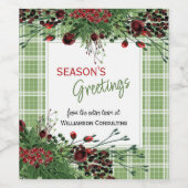 Custom Red Berries Green Holly Botanical Foliage Weinetikett (Einzelnes Label)