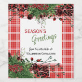 Custom Red Berries Green Holly Botanical Foliage Weinetikett (Einzelnes Label)