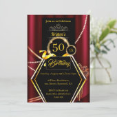 Custom Red Birthday Einladung (Stehend Vorderseite)