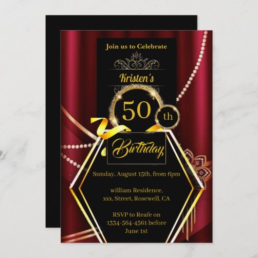 Custom Red Birthday Einladung (Vorne/Hinten)