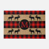 Custom Red Black Buffalo Karo Kariertes Muster Fußmatte (Vorderseite)